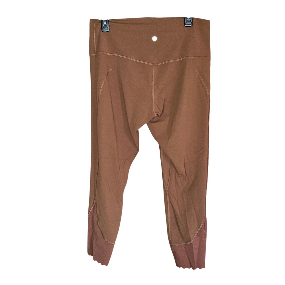 Lululemon Leggings Women 10 Brown High Rise Scallop Hem 7/8 Yoga Tights New